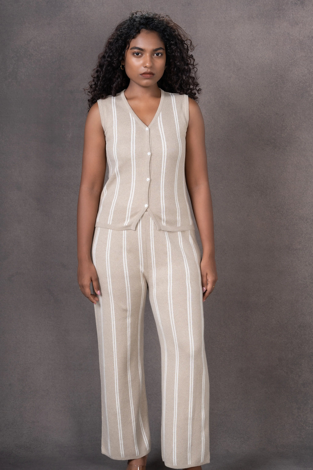 Sleeveless Striped Knit Co-ord set