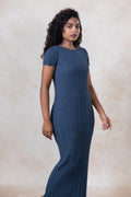 Ribbed Short Sleeve Midi Dress