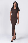 Ribbed Short Sleeve Midi Dress