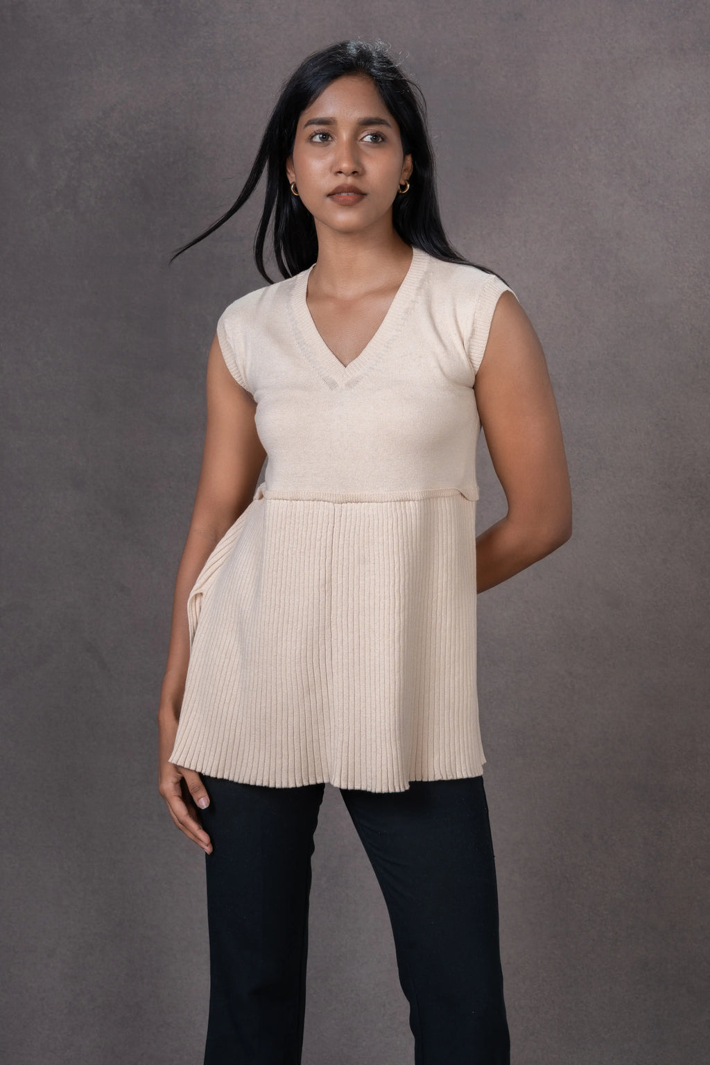 Sleeveless Pleated Knit Top