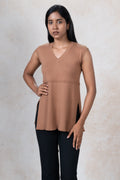 Sleeveless Pleated Knit Top