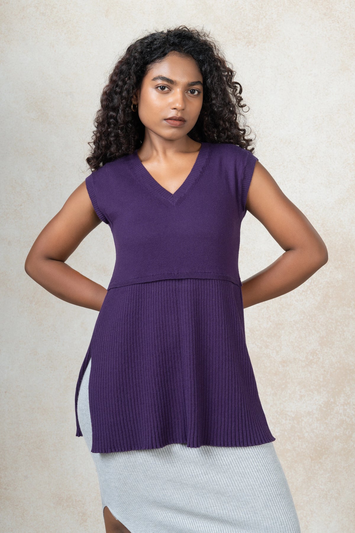 Sleeveless Pleated Knit Top