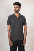 Textured Wave Knit Polo