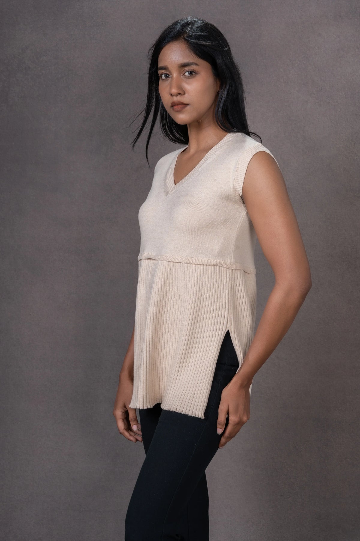 Sleeveless Pleated Knit Top