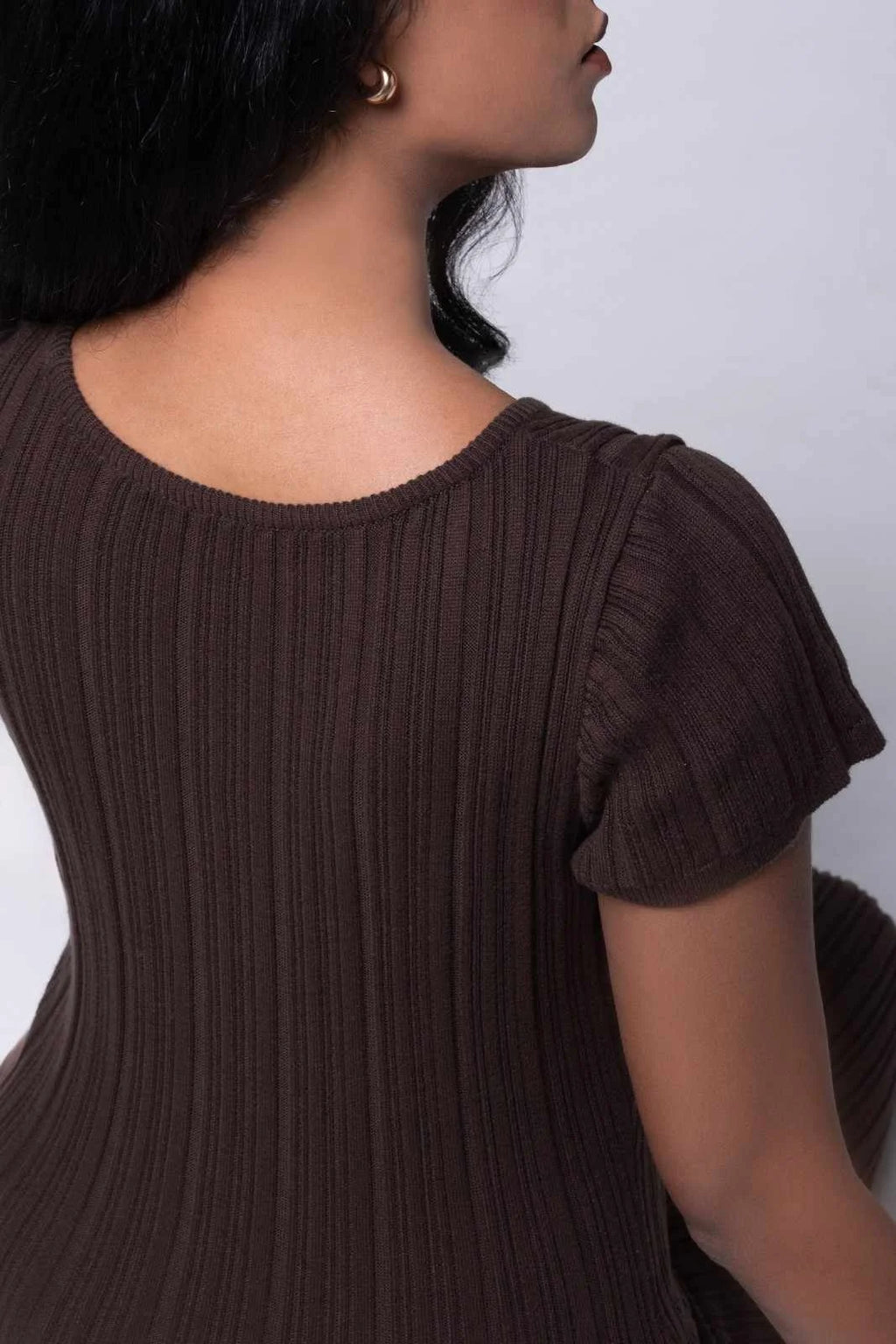 Ribbed Short Sleeve Midi Dress