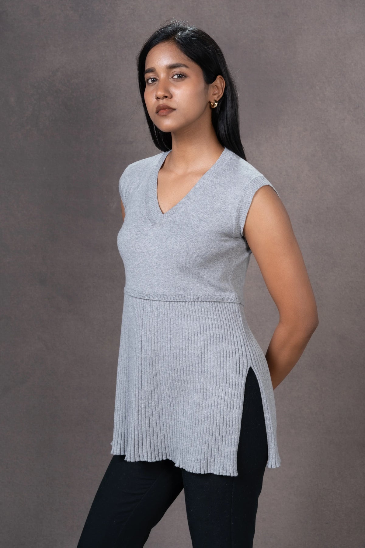 Sleeveless Pleated Knit Top