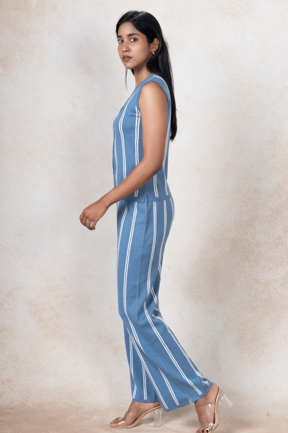 Sleeveless Striped Knit Vest