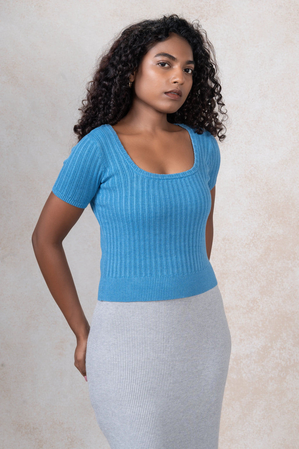 Modern Square Neck Knit Top