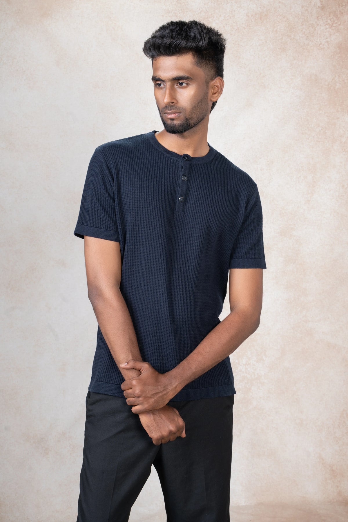 Waffle Knit Henley T-Shirt
