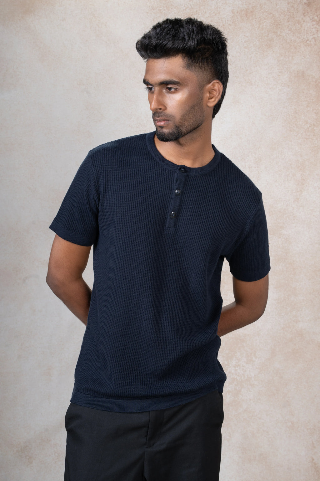 Waffle Knit Henley T-Shirt